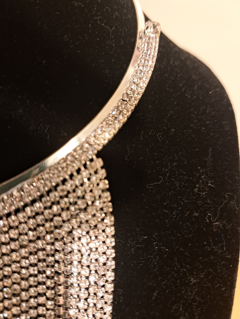 Unique Rhinestone Open Choker / Necklace With Rhinestone Tassels - Picture 4 of 5